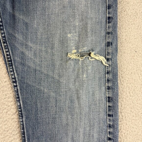 Y2K Nautica Jeans Mens 38x34 Blue Distressed Faded Cotton Boot Cut Relaxed Denim - Picture 13 of 16